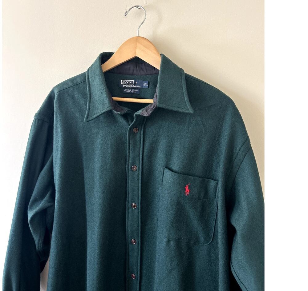 Vintage Polo Ralph Lauren Lowell Sport Shirt 100% Wool Overshirt Shacket Mens XL